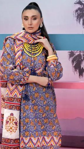 3PC Lawn Printed Unstitched Suit